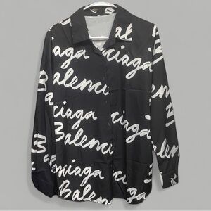 Balenciaga Monochrome Script Blouse